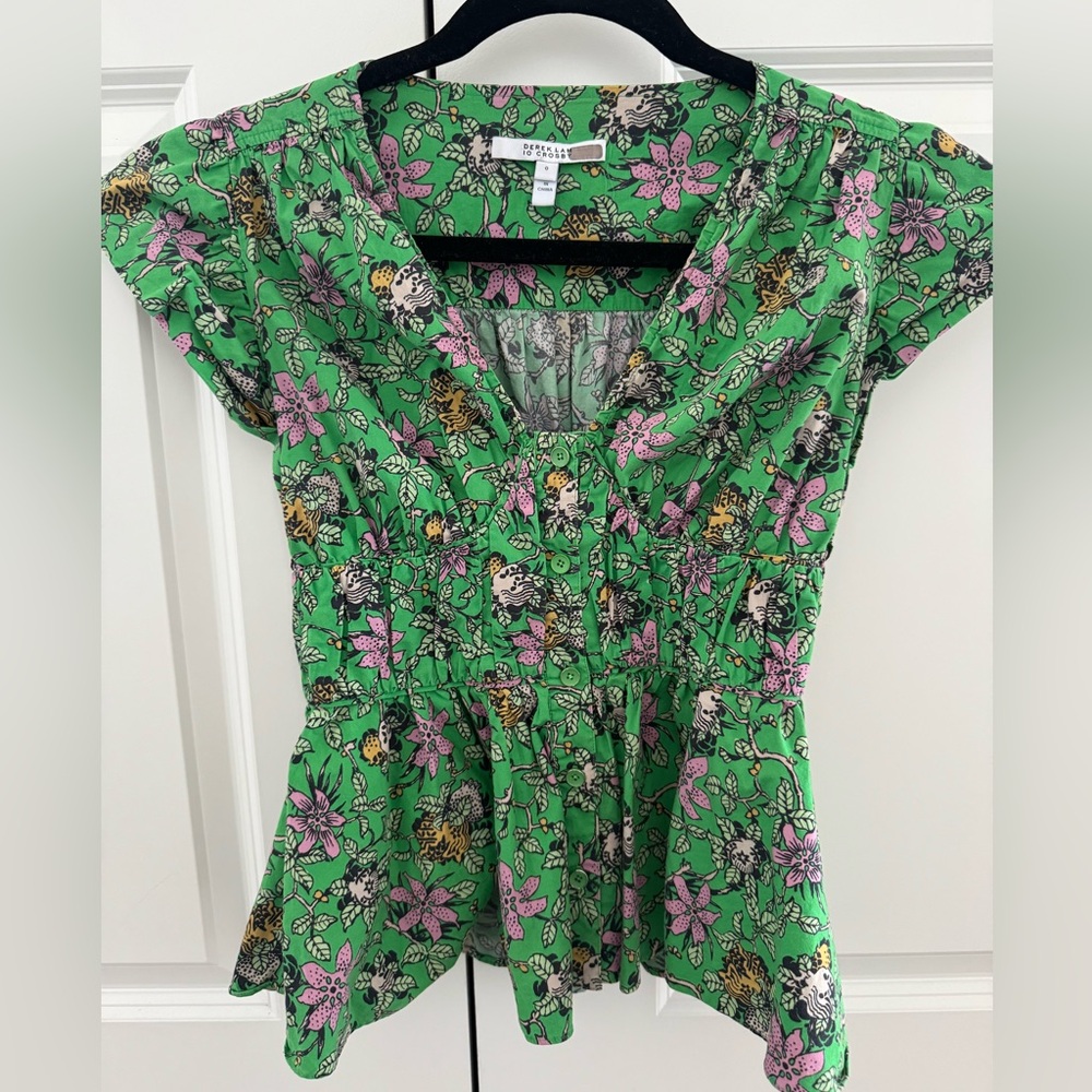 Derek Lam ruffle green blouse